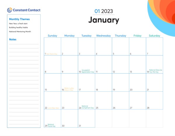 2023 Online Marketing Calendar: Template and Marketing Holidays